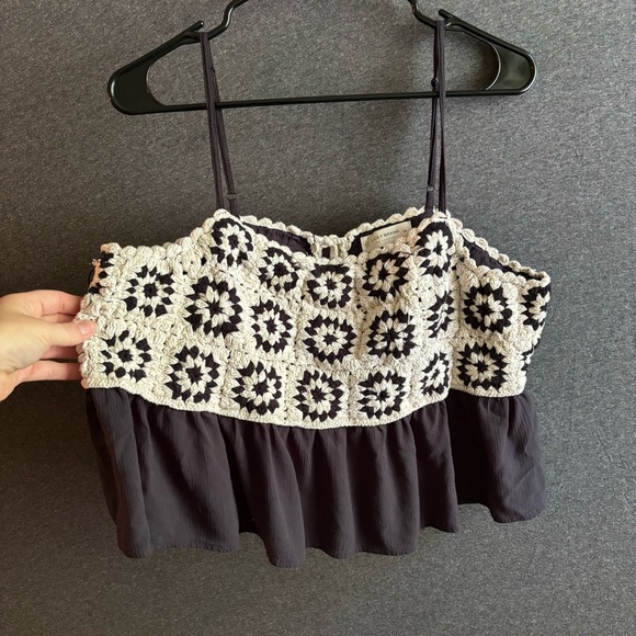 Women’s Lucky Brand Crochet Crop Top / Tank Top Size XXL, With Adjustable Straps - Picture 4 of 6